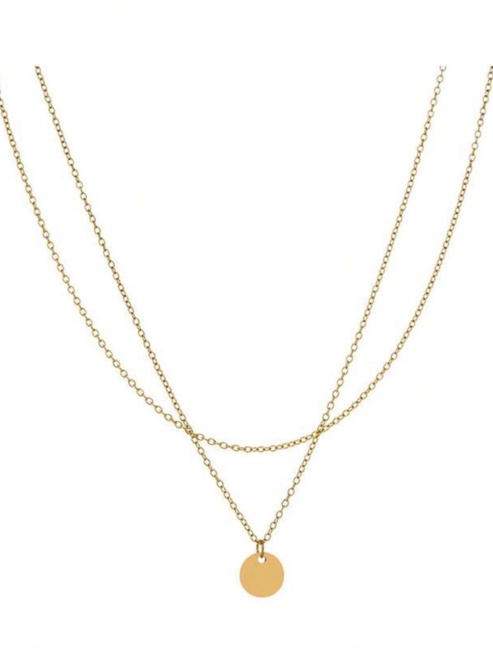 Gold Plated Double-Layer Disc Necklace - Women Jewelry